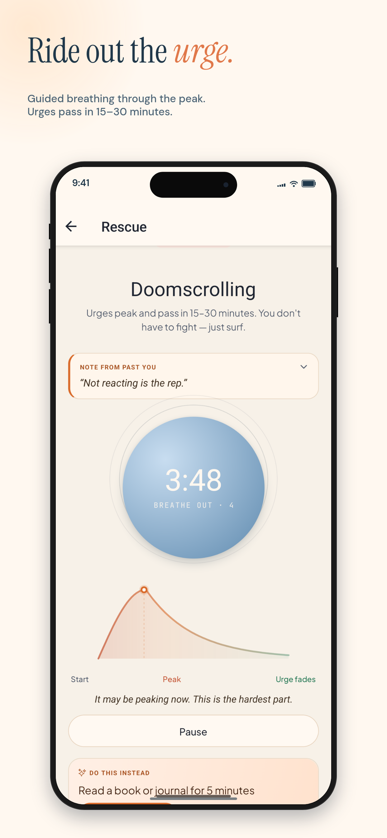 Hold the Wave urge-surfing rescue timer